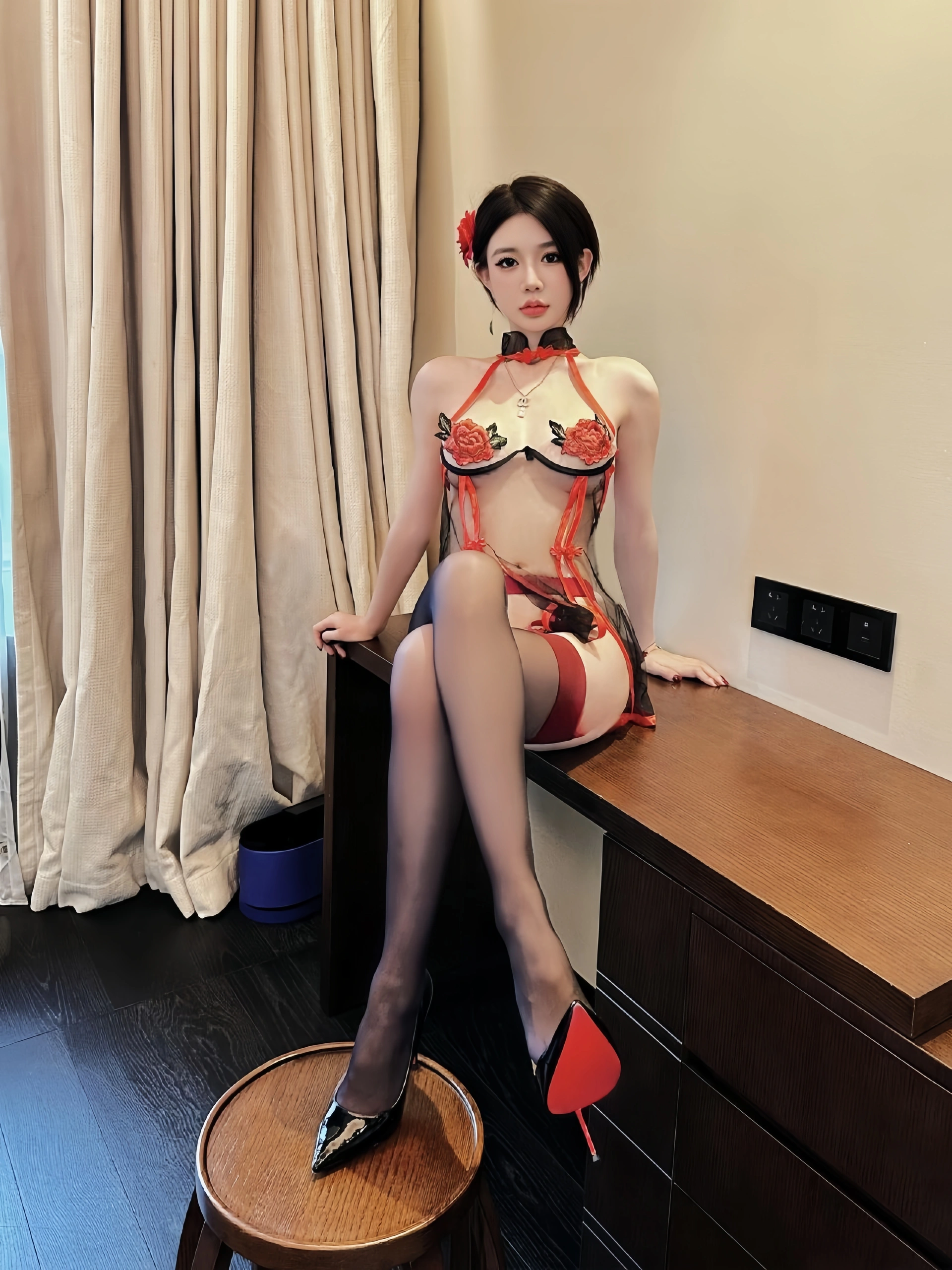 031.黎允熙baby-微密圈系列 红色蕾丝清纯妹 1